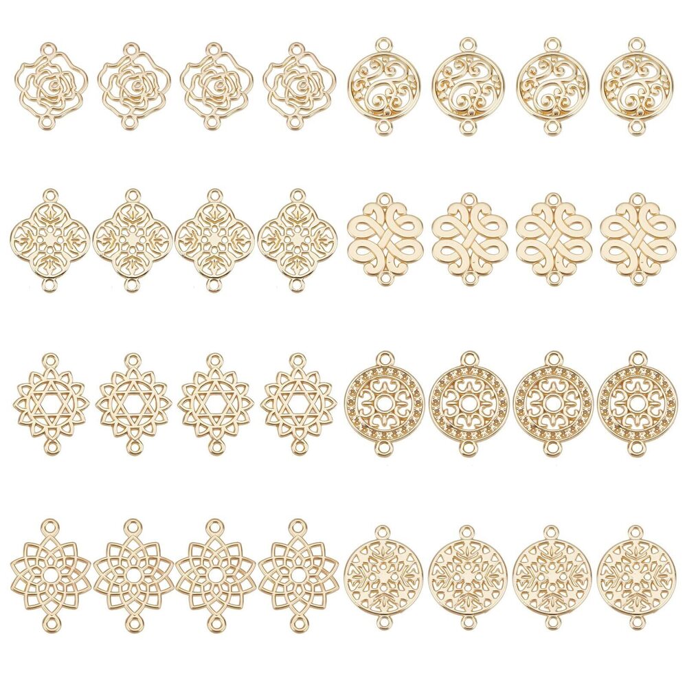 5684 32pcs 8 Styles Flower Charms Filigree Connectors for DIY Jewelry
